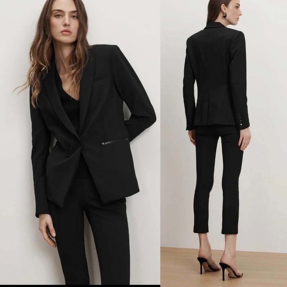VERONICA BEARD Scuba Dickey Blazer Jacket Single-Button Tailored Black Size 4 - Picture 10 of 11